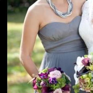 JCrew Strapless Chiffon Bridesmaid Dress in Grey